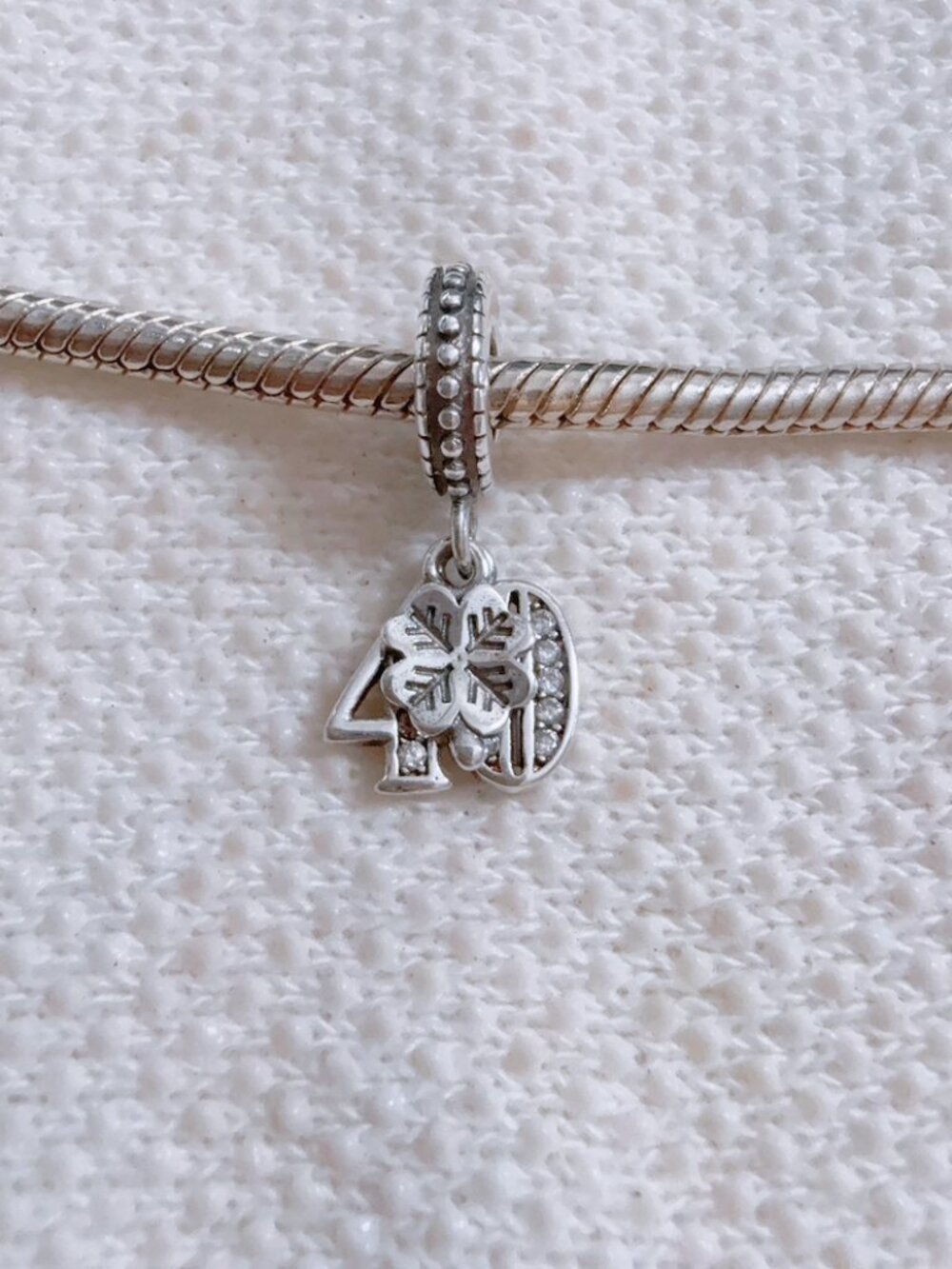 40th Anniversary Charm,40th Celebration Silver Dangle Charm For Pandora Bracelet